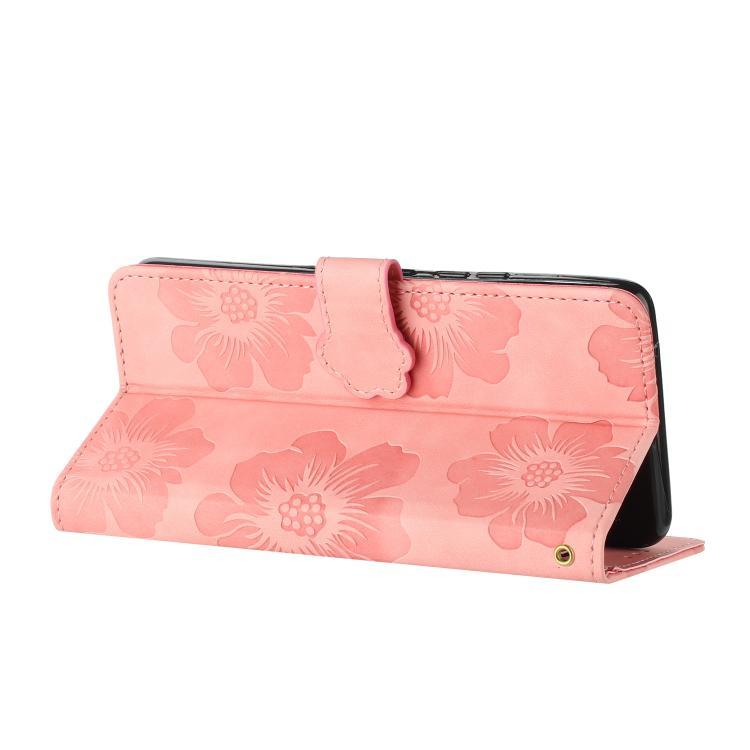 For iPhone 16e Flower Embossing Pattern Leather Phone Case(Pink) by bashfashion