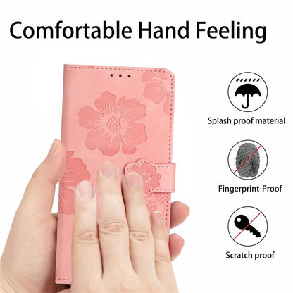 For iPhone 16e Flower Embossing Pattern Leather Phone Case(Pink) by bashfashion