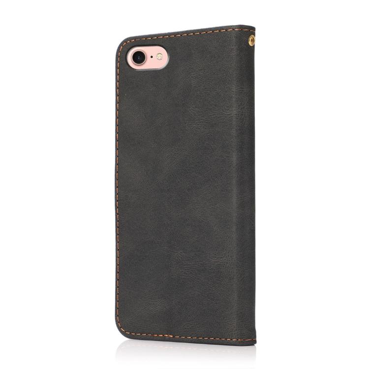 For iPhone 16e Dual-color Stitching Leather Phone Case(Black Brown) by bashfashion
