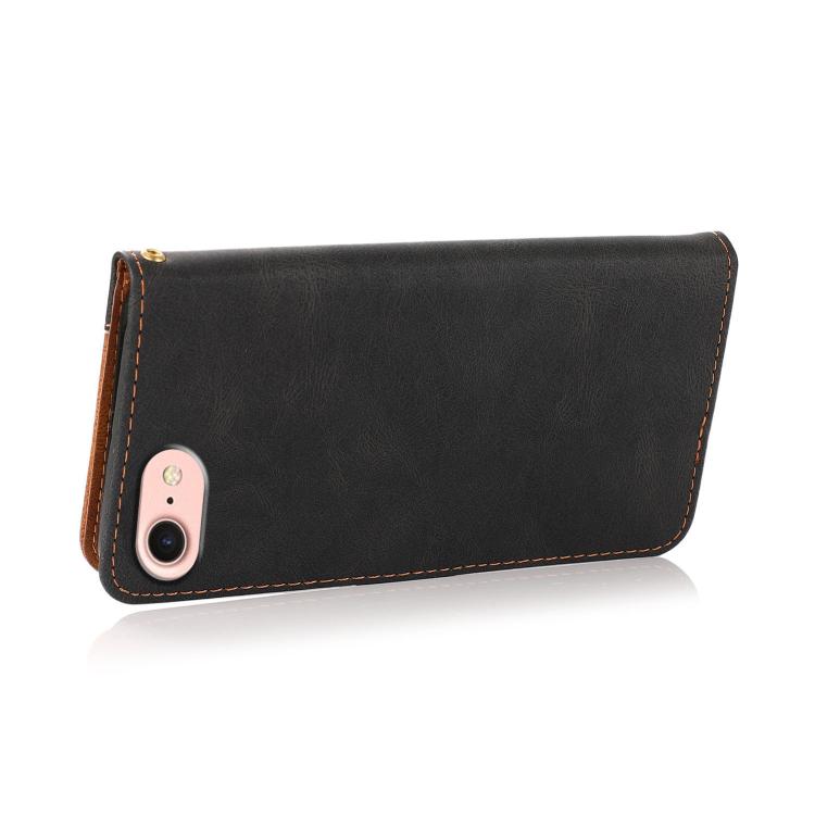 For iPhone 16e Dual-color Stitching Leather Phone Case(Black Brown) by bashfashion