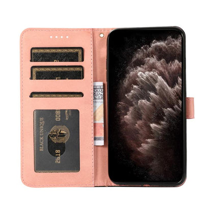 For iPhone 16e Dual-color Stitching Leather Phone Case(Black Rose Gold) by bashfashion