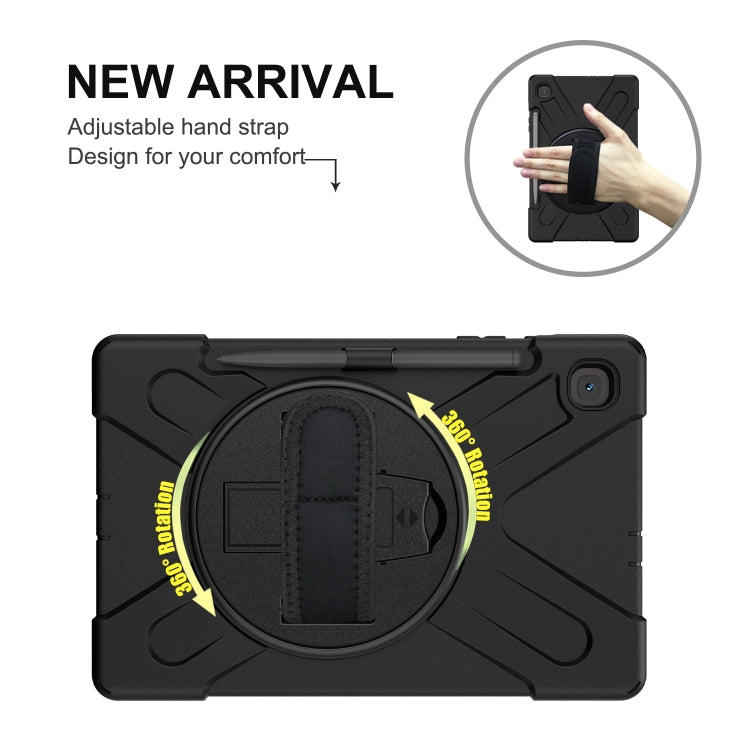 For Samsung Galaxy Tab S6 Lite P610 Shockproof Colorful Silicone + PC Protective Case with Holder & Shoulder Strap & Hand Strap & Pen Slot(Black) by bashfashion