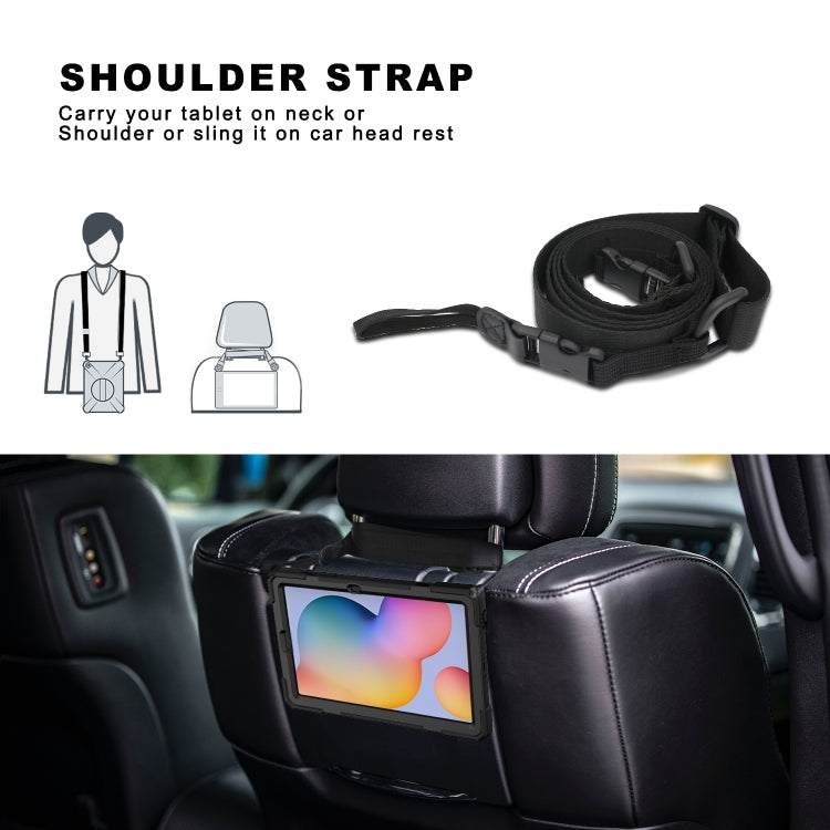 For Samsung Galaxy Tab S6 Lite P610 Shockproof Colorful Silicone + PC Protective Case with Holder & Shoulder Strap & Hand Strap & Pen Slot(Black) by bashfashion