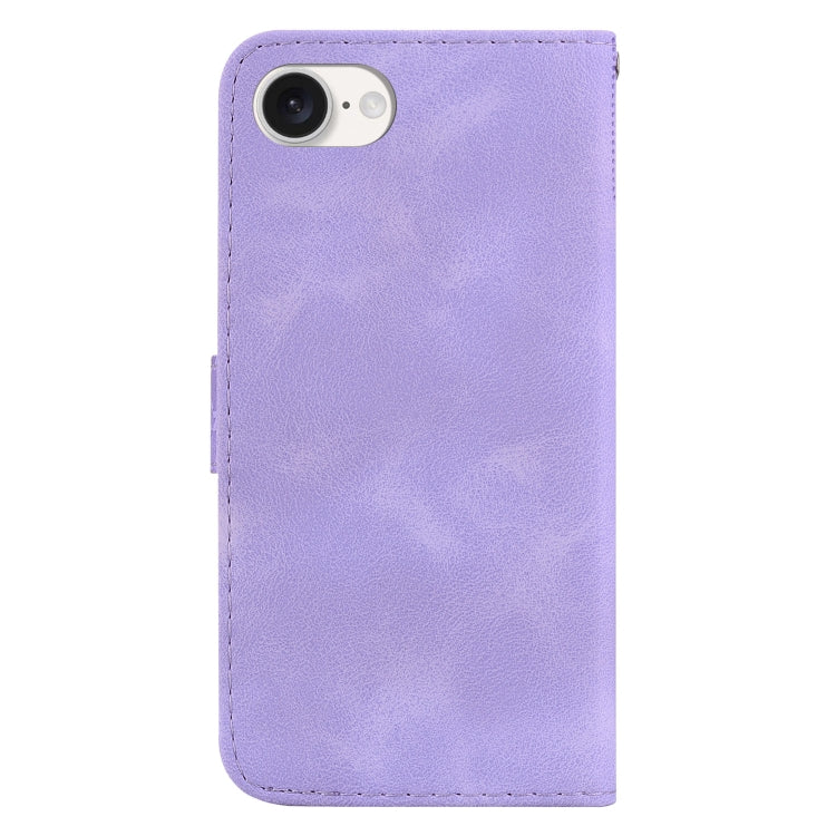 For iPhone 16e Seven-shaped Embossed Leather Phone Case(Purple) by bashfashion