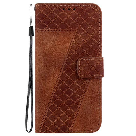 For iPhone 16e Seven-shaped Embossed Leather Phone Case(Brown) by bashfashion