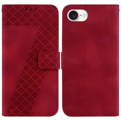 For iPhone 16e Seven-shaped Embossed Leather Phone Case(Red) by bashfashion