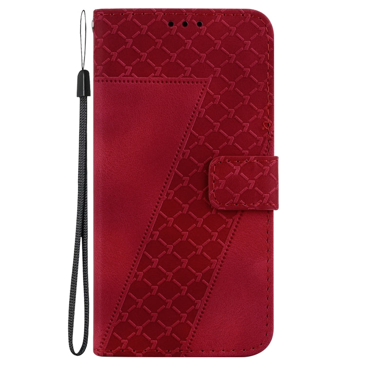 For iPhone 16e Seven-shaped Embossed Leather Phone Case(Red) by bashfashion