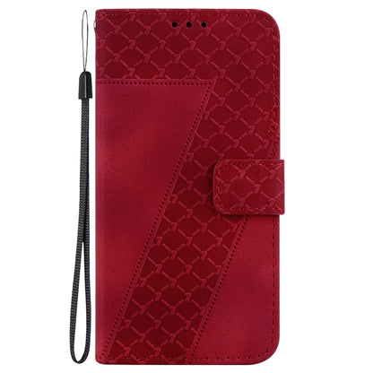 For iPhone 16e Seven-shaped Embossed Leather Phone Case(Red) by bashfashion