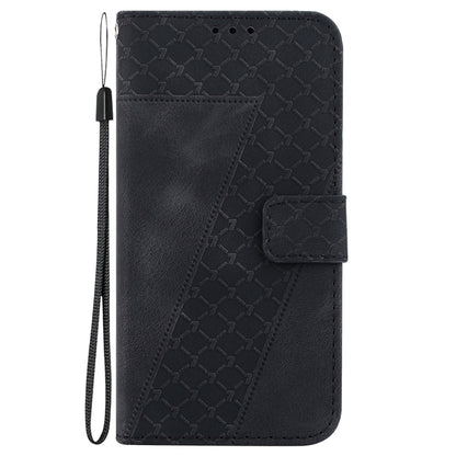 For iPhone 16e Seven-shaped Embossed Leather Phone Case(Black) by bashfashion