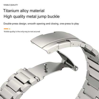 22mm Three Strains Vertical Riser Turtle Buckle Titanium Metal Watch Band(Silver) by bashfashion