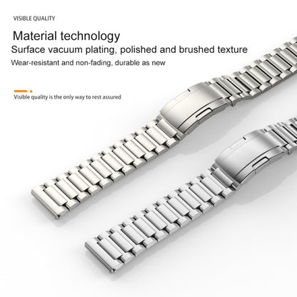 22mm Three Strains Vertical Riser Turtle Buckle Titanium Metal Watch Band(Silver) by bashfashion