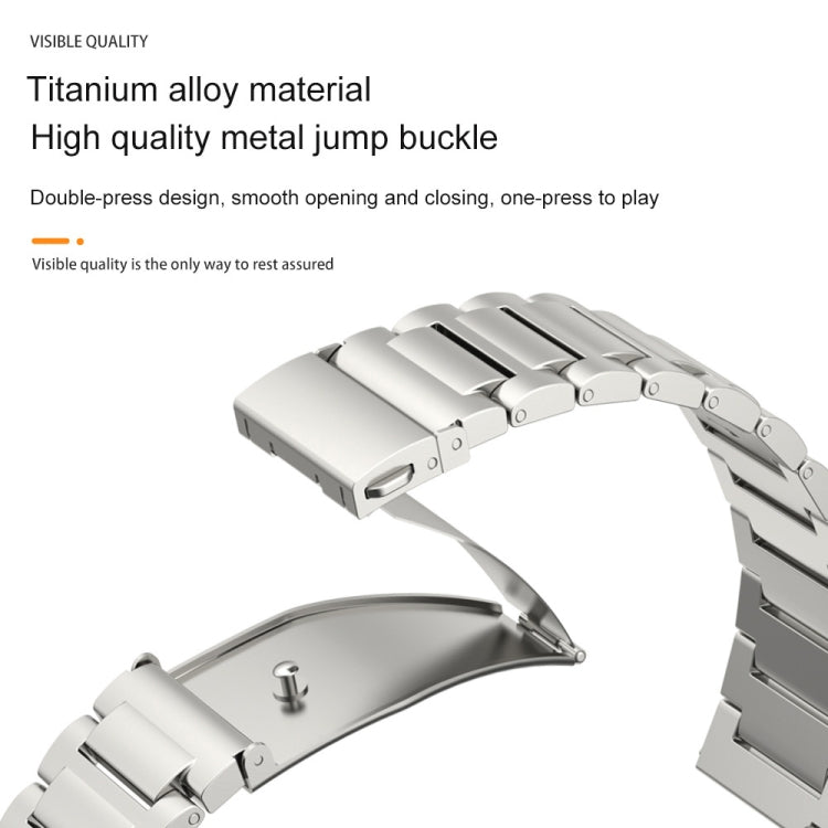 22mm Three Strains Jump Buckle Titanium Metal Watch Band(Silver) by bashfashion