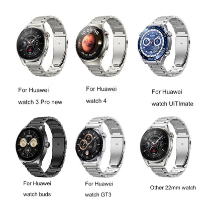 22mm Three Strains Jump Buckle Titanium Metal Watch Band(Silver) by bashfashion