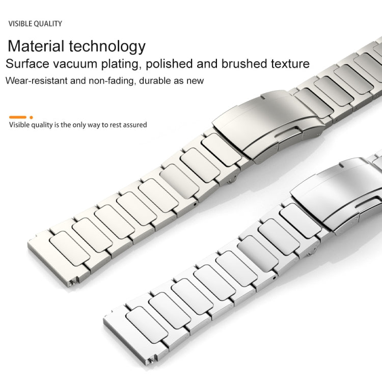 22mm Three Strains Uplift Turtle Buckle Titanium Metal Watch Band(Silver) by bashfashion