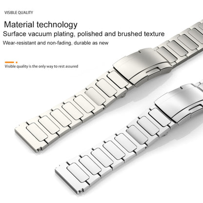 22mm Three Strains Uplift Turtle Buckle Titanium Metal Watch Band(Silver) by bashfashion