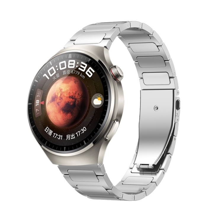 22mm Three Strains Uplift Jump Buckle Titanium Metal Watch Band(Silver) by bashfashion