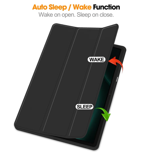 For Samsung Galaxy Tab S9 FE+ / S10+ 3-Fold Pure Color TPU Smart Leather Tablet Case with Pen Slot(Black) by bashfashion