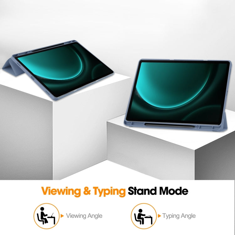 For Samsung Galaxy Tab S9 FE+ / S10+ 3-Fold Pure Color TPU Smart Leather Tablet Case with Pen Slot(Lavender) by bashfashion