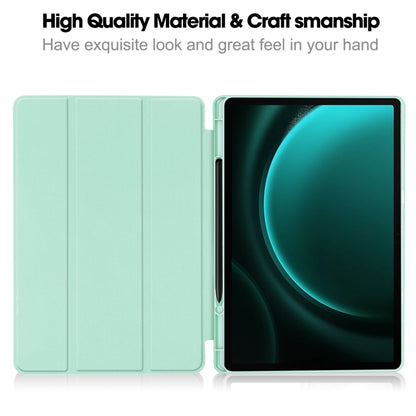 For Samsung Galaxy Tab S9 FE+ / S10+ 3-Fold Pure Color TPU Smart Leather Tablet Case with Pen Slot(Mint Green) by bashfashion