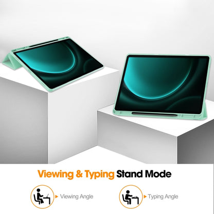 For Samsung Galaxy Tab S9 FE+ / S10+ 3-Fold Pure Color TPU Smart Leather Tablet Case with Pen Slot(Mint Green) by bashfashion
