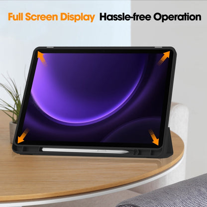 For Samsung Galaxy Tab S9 FE / S10 FE 3-Fold Pure Color TPU Smart Leather Tablet Case with Pen Slot(Black) by bashfashion