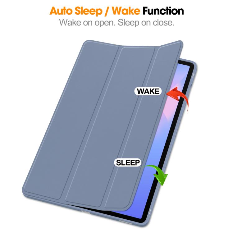 For Samsung Galaxy Tab S10 FE+ 3-Fold Pure Color TPU Smart Leather Tablet Case with Pen Slot(Lavender) by bashfashion