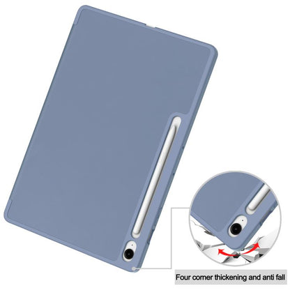 For Samsung Galaxy Tab S10 FE+ 3-Fold Pure Color TPU Smart Leather Tablet Case with Pen Slot(Lavender) by bashfashion
