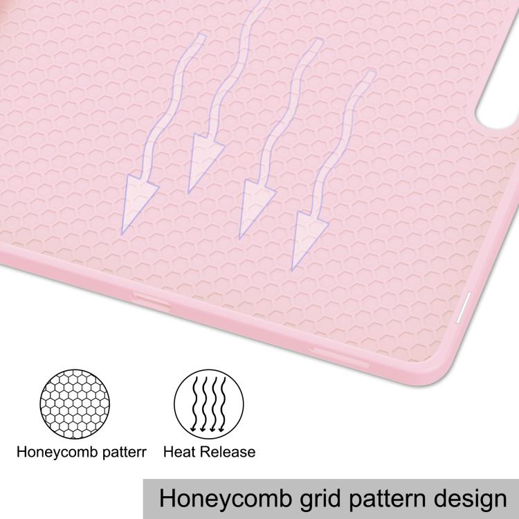 For Samsung Galaxy Tab S10 FE+ 3-Fold Pure Color TPU Smart Leather Tablet Case with Pen Slot(Pink) by bashfashion