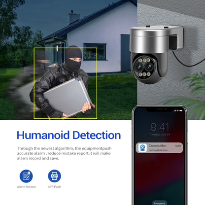 ESCAM G03 2x4MP Dual Lens Zoom 8X Dual Light Source WiFi Camera Support Two-way Voice & Motion Detection(EU Plug) by ESCAM