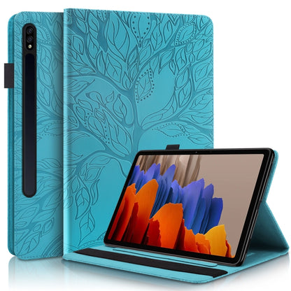 For Samsung Galaxy Tab S8 / S7 Life Tree Series Horizontal Flip Leather Tablet Case(Lake Blue) by bashfashion