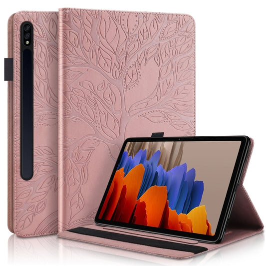 For Samsung Galaxy Tab S8 / S7 Life Tree Series Horizontal Flip Leather Tablet Case(Rose Gold) by bashfashion