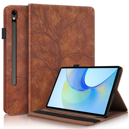 For Samsung Galaxy Tab S10 FE+ Life Tree Series Horizontal Flip Leather Tablet Case(Brown) by bashfashion