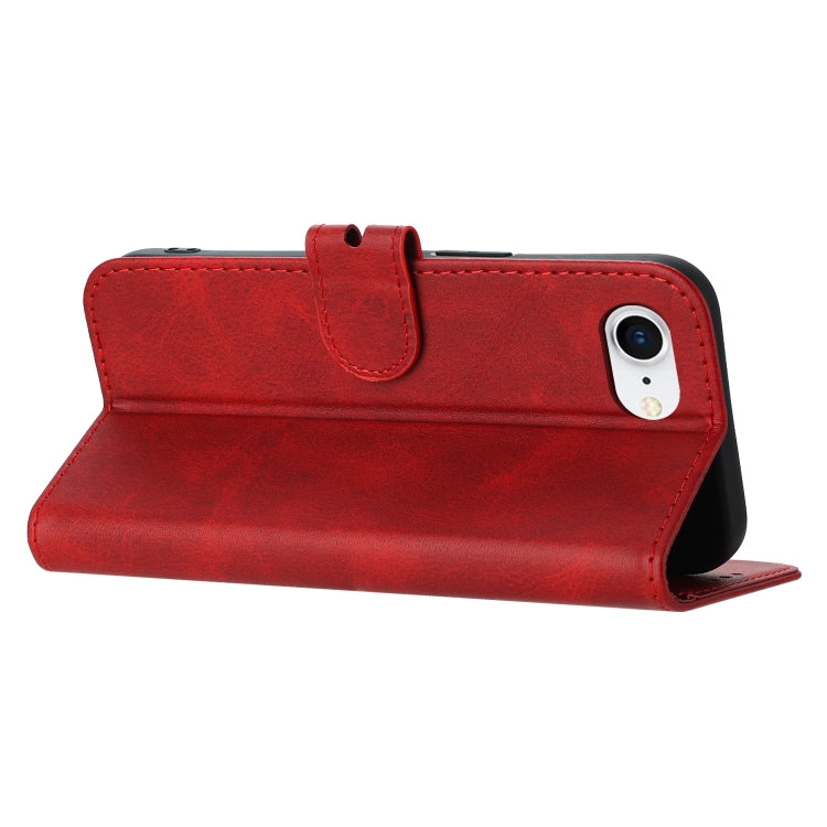 For iPhone 16e Embossed Happy Cat Pattern Flip Leather Phone Case(Red) by bashfashion