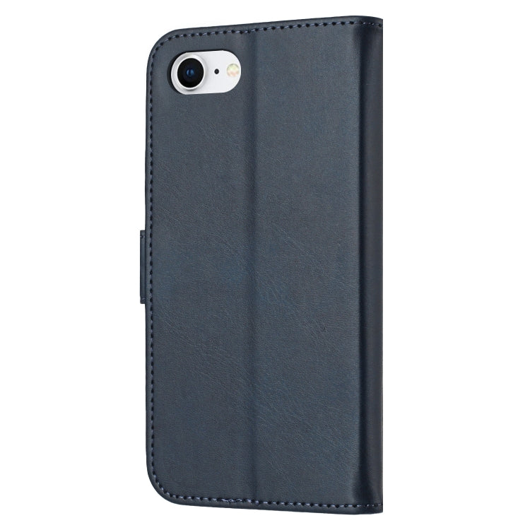 For iPhone 16e Embossed Happy Cat Pattern Flip Leather Phone Case(Blue) by bashfashion