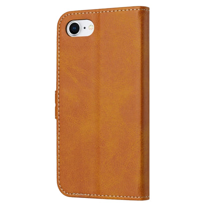 For iPhone 16e Embossed Happy Cat Pattern Flip Leather Phone Case(Yellow) by bashfashion