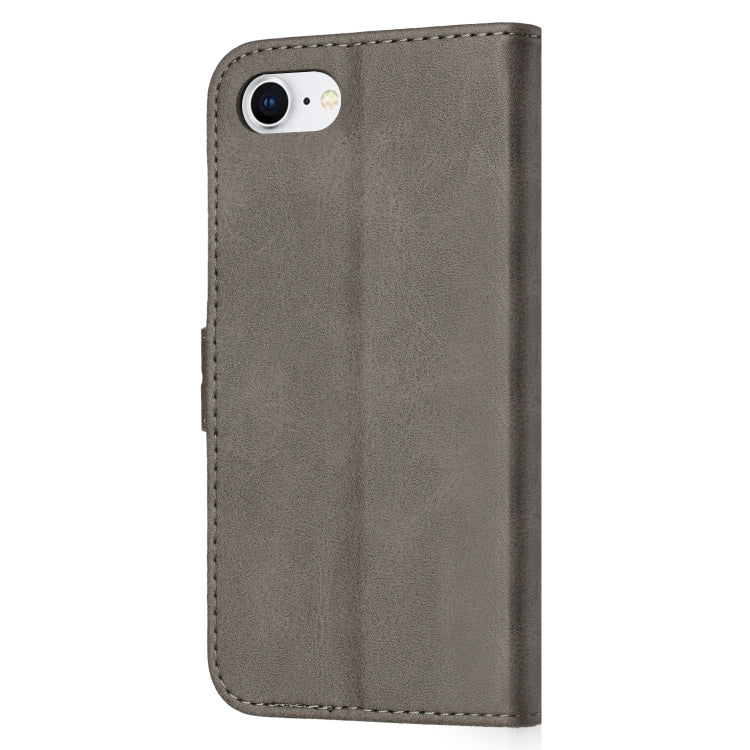 For iPhone 16e Embossed Happy Cat Pattern Flip Leather Phone Case(Grey) by bashfashion