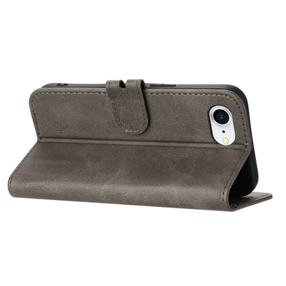 For iPhone 16e Embossed Happy Cat Pattern Flip Leather Phone Case(Grey) by bashfashion