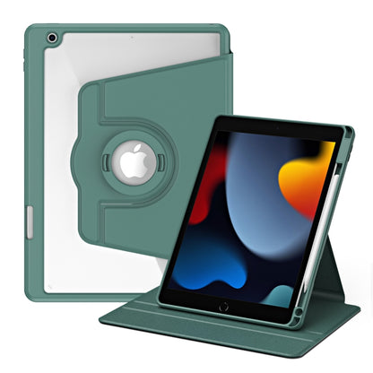 For iPad Pro 10.2 2021/2020/2019 Acrylic 360 Rotation Detachable Leather Tablet Case(Deep Green) by bashfashion