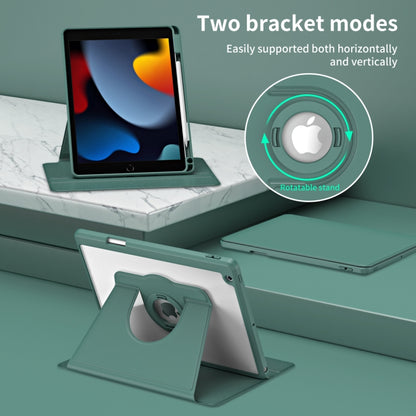For iPad Pro 10.2 2021/2020/2019 Acrylic 360 Rotation Detachable Leather Tablet Case(Deep Green) by bashfashion