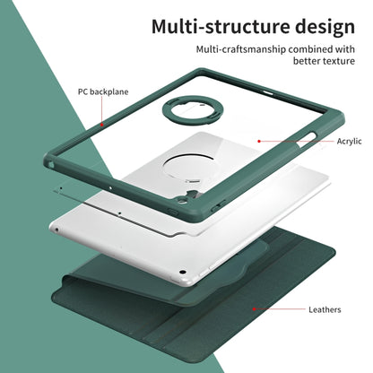 For iPad Pro 10.2 2021/2020/2019 Acrylic 360 Rotation Detachable Leather Tablet Case(Deep Green) by bashfashion