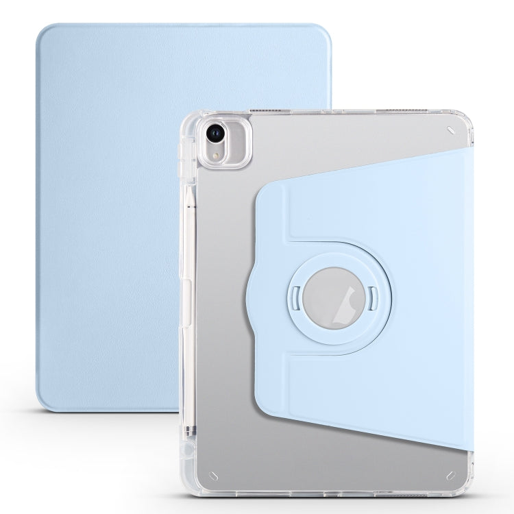 For iPad Air 11 2025 / 2024 Clear Acrylic 360 Rotation Detachable Leather Tablet Case(Ice Blue) by bashfashion