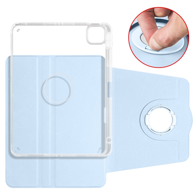 For iPad Air 11 2025 / 2024 Clear Acrylic 360 Rotation Detachable Leather Tablet Case(Ice Blue) by bashfashion