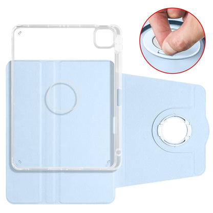For iPad Air 11 2025 / 2024 Clear Acrylic 360 Rotation Detachable Leather Tablet Case(Ice Blue) by bashfashion
