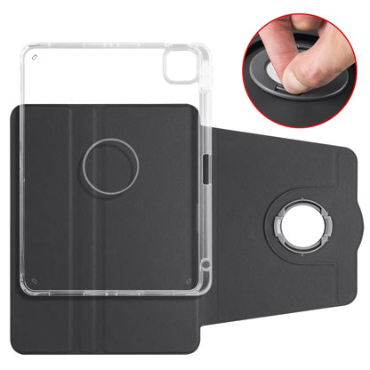 For iPad Air 13 2025 / 2024 Clear Acrylic 360 Rotation Detachable Leather Tablet Case(Black) by bashfashion