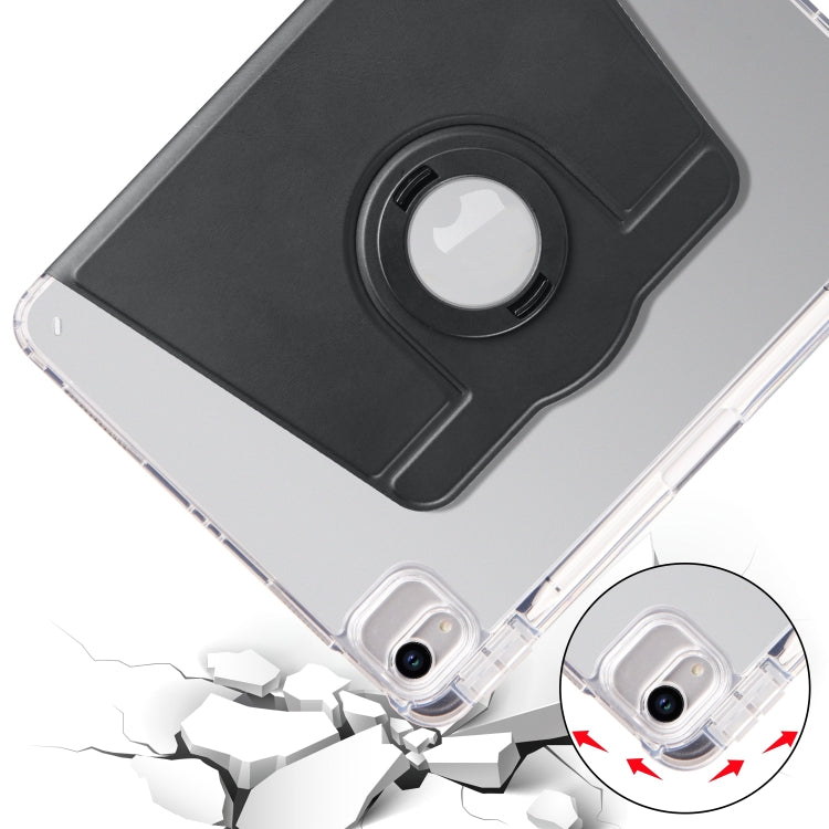 For iPad Air 13 2025 / 2024 Clear Acrylic 360 Rotation Detachable Leather Tablet Case(Black) by bashfashion