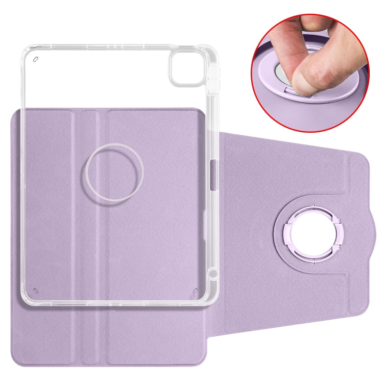 For iPad Pro 11 2025 / 2024 Clear Acrylic 360 Rotation Detachable Leather Tablet Case(Light Purple) by bashfashion