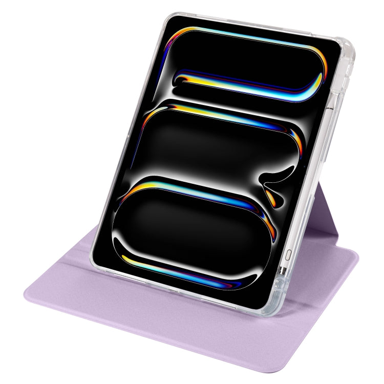 For iPad Pro 11 2025 / 2024 Clear Acrylic 360 Rotation Detachable Leather Tablet Case(Light Purple) by bashfashion