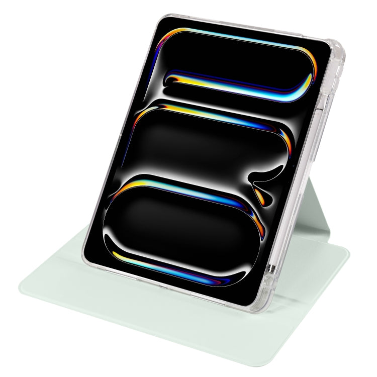 For iPad Pro 13 2025 / 2024 Clear Acrylic 360 Rotation Detachable Leather Tablet Case(Light Green) by bashfashion