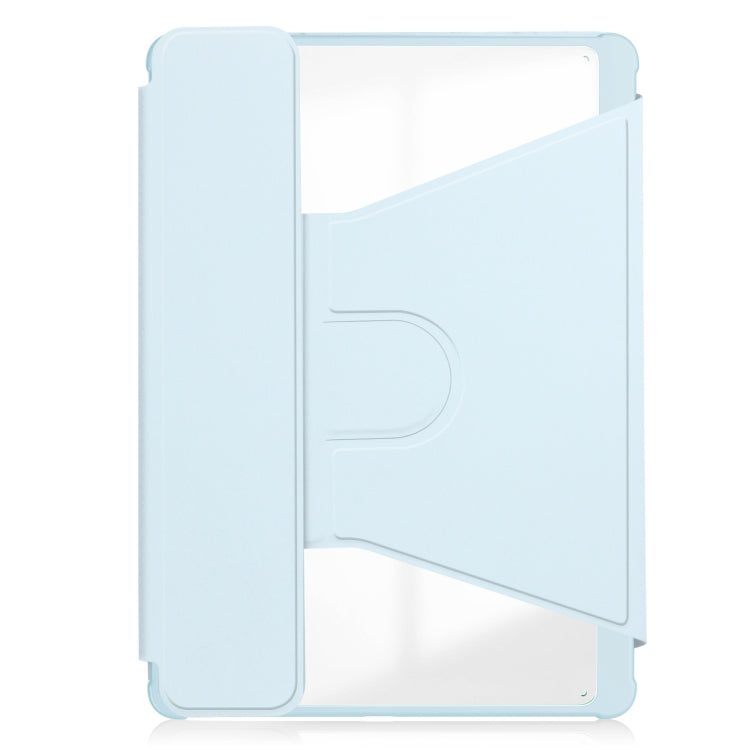 For Samsung Galaxy Tab A9+ 360 Rotation Transparent Smart Leather Case with Keyboard(Sky Blue) by bashfashion
