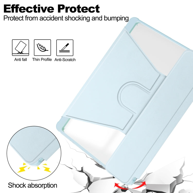 For Samsung Galaxy Tab A9+ 360 Rotation Transparent Smart Leather Case with Keyboard(Sky Blue) by bashfashion